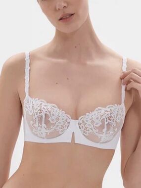 Simone Perele SAGA 32 F (DD) Sheer Demi White Lace Underwire Bra